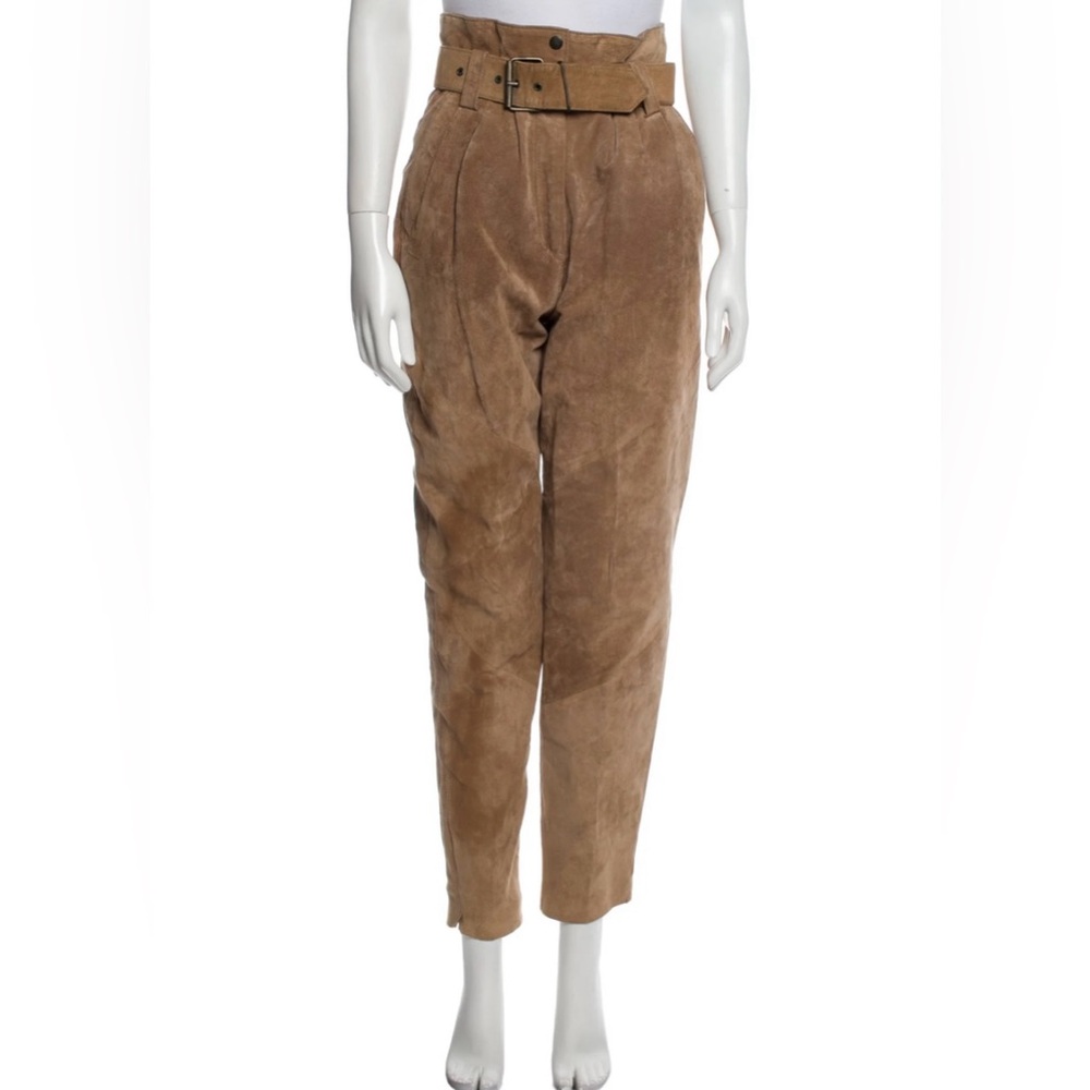 MINT Wilsons Leather Genuine Suede High Waist Belted Pants Tan Size 8, 27” waist